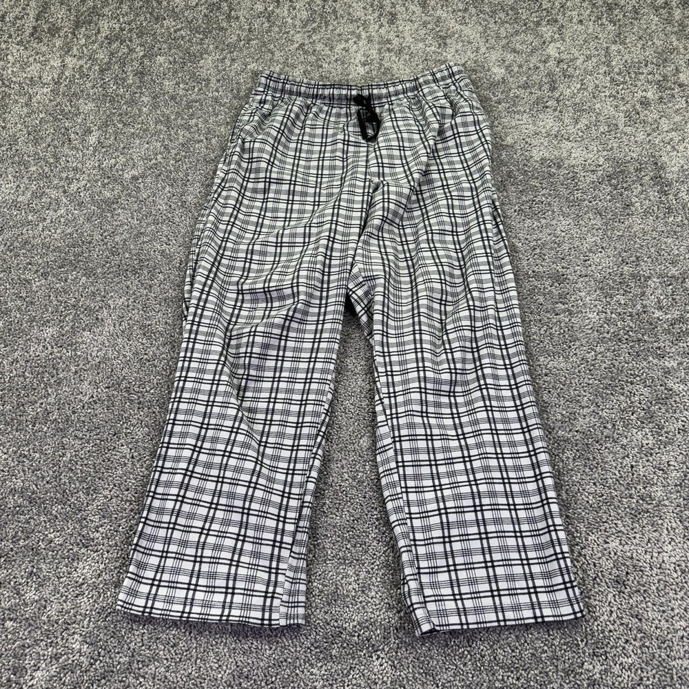 Nautica Pajama Pants Mens Medium Gray Plaid Flannel Drawstring Sleep Lounge
